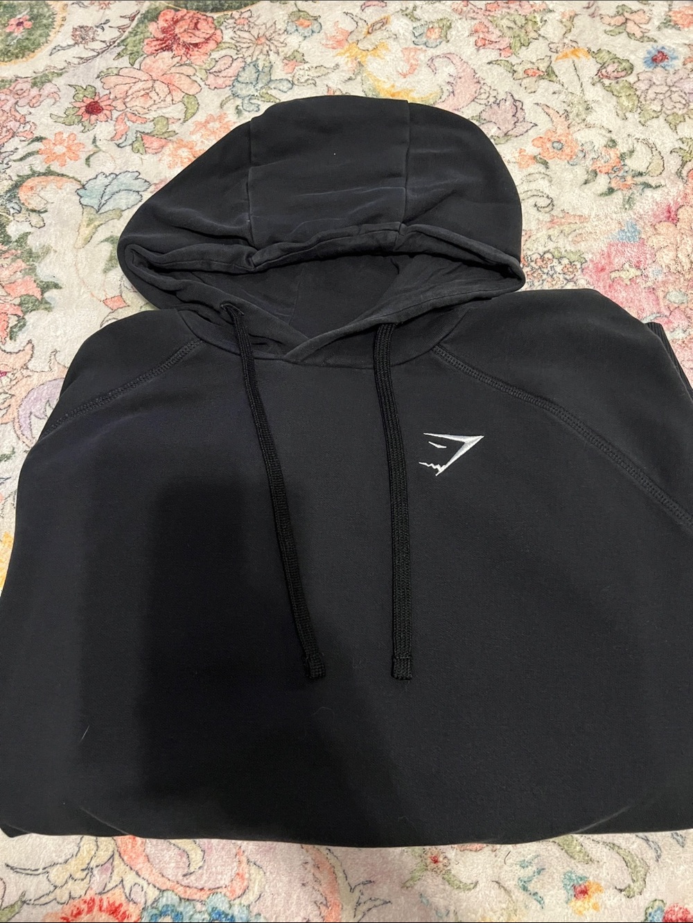 Gymshark Black Hooded Pullover with Small White Logo
